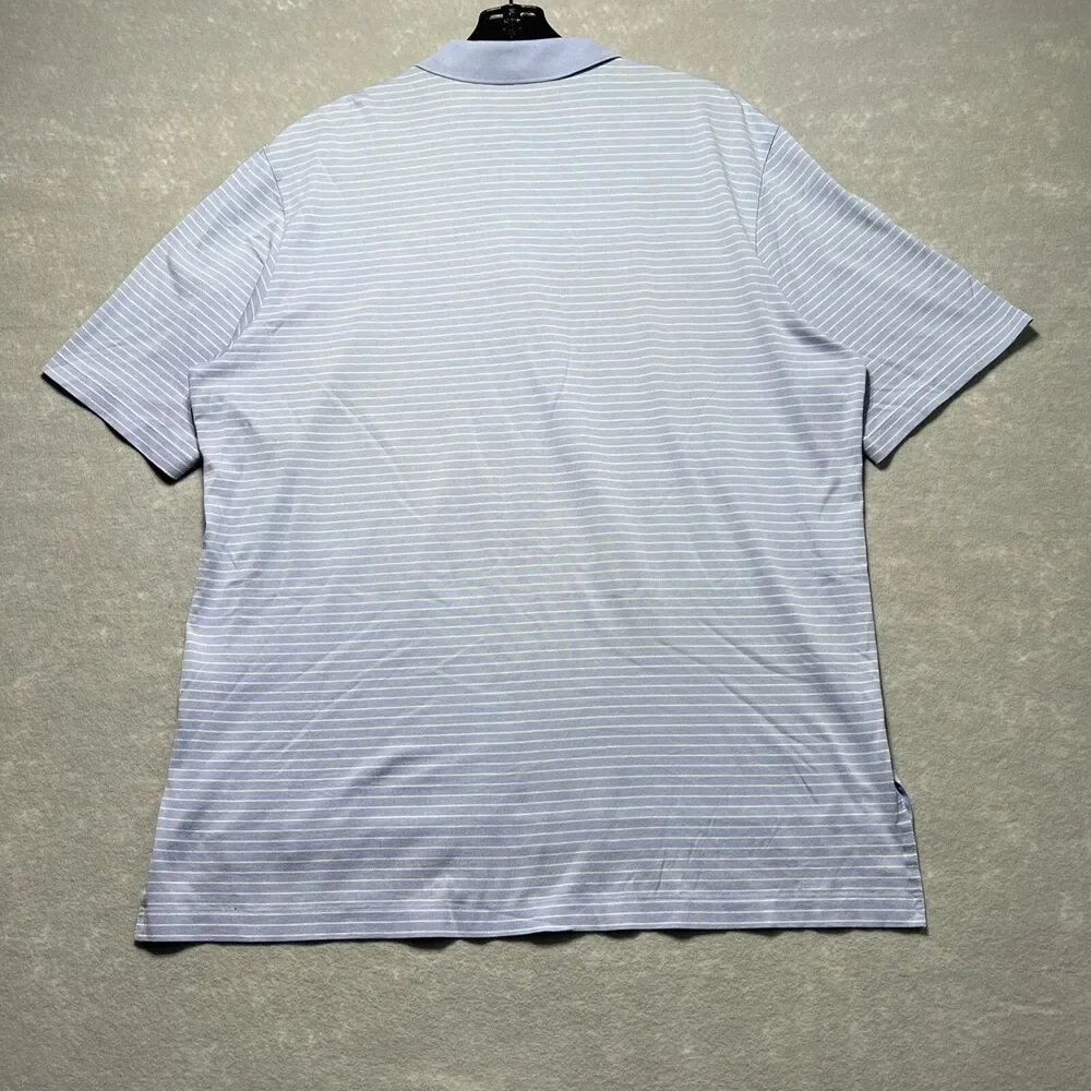 Polo Ralph Lauren Shirt Mens Large Blue Striped Short Sleeve Polo Soft Cotton - Picture 9 of 13